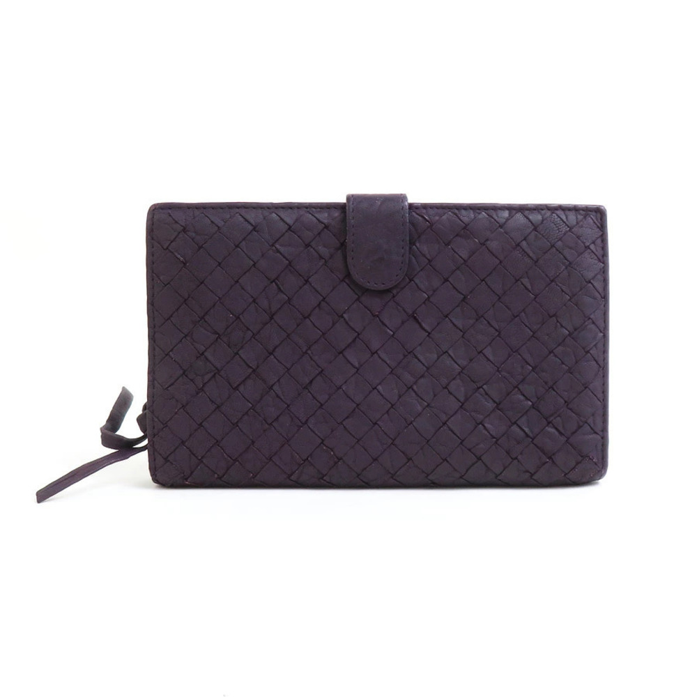 Bottega Veneta bi fold wallet Intrecciato embossed leather dark purple
